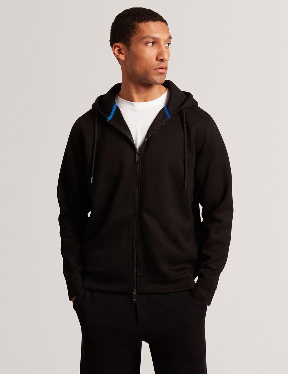 Ted Baker EPIO - Zip Through Neoprene Hoodie Heren Zwart | Belgium  472163-SNZ