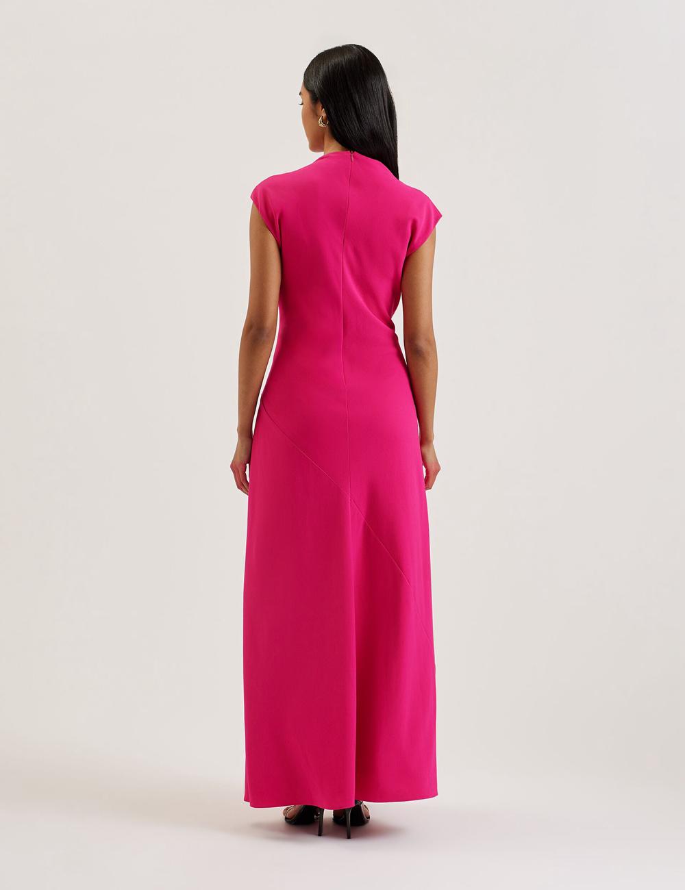 Ted Baker EREAS - Drape Neckline Cap Sleeve Maxi Jurk Dames Roze | Belgium  845603-TEI