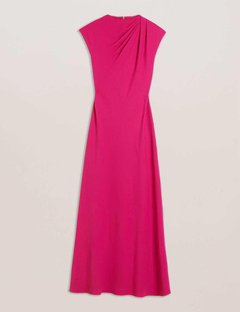 Ted Baker EREAS - Drape Neckline Cap Sleeve Maxi Jurk Dames Roze | Belgium  845603-TEI