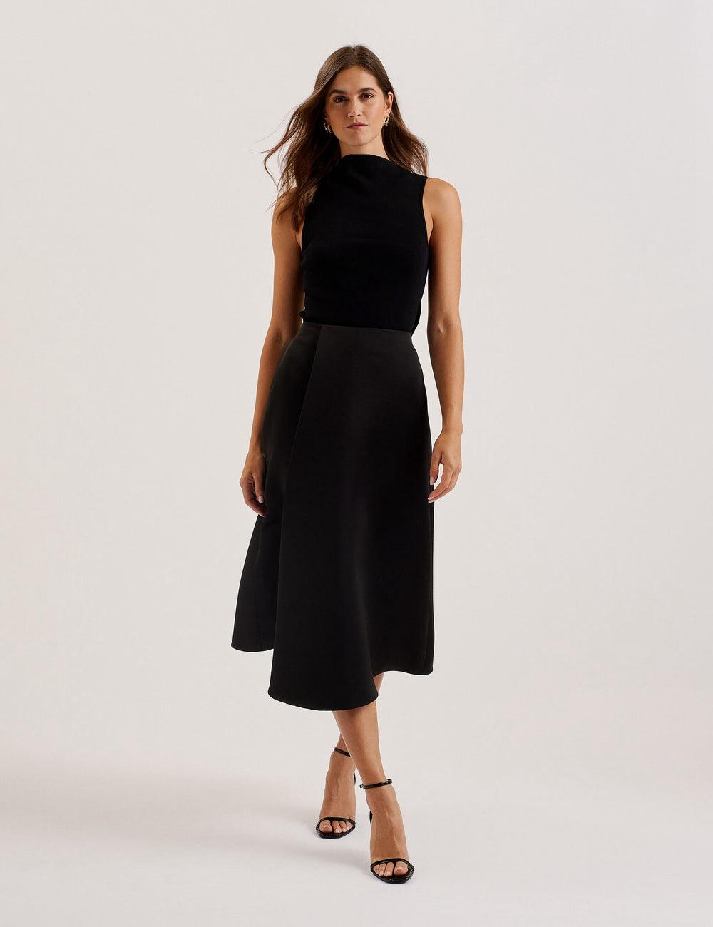 Ted Baker ERVA - Asymmetric Satin Wrap Rokken Dames Zwart | Belgium  238469-XAR