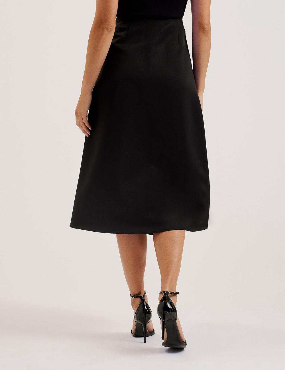 Ted Baker ERVA - Asymmetric Satin Wrap Rokken Dames Zwart | Belgium  238469-XAR