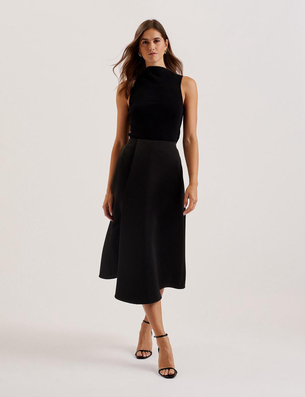Ted Baker ERVA - Asymmetric Satin Wrap Rokken Dames Zwart | Belgium  238469-XAR