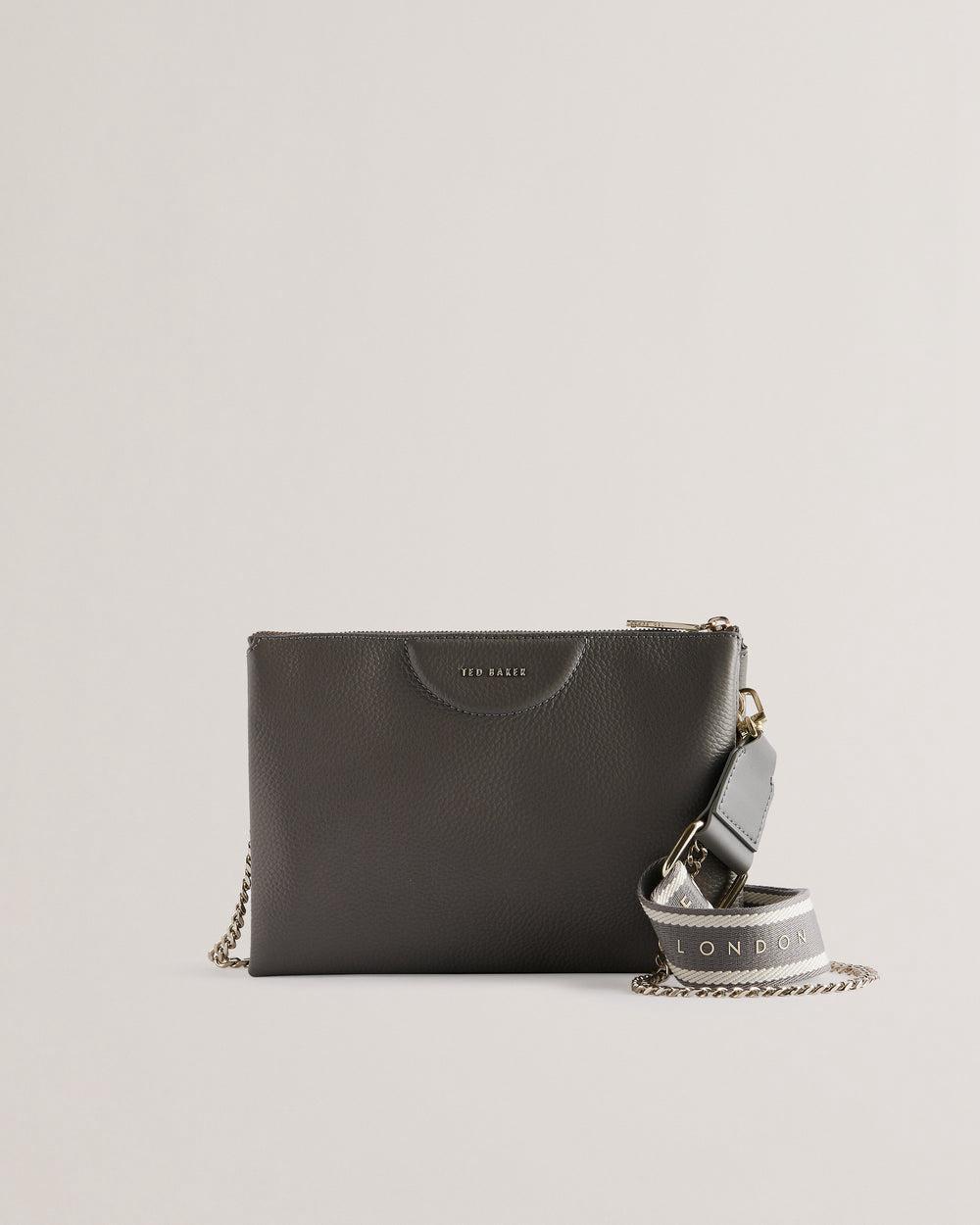 Ted Baker ESILLE - Branded Webbing Crossbody Leather Crossbodytassen Dames Grijs | Belgium  984302-PAV