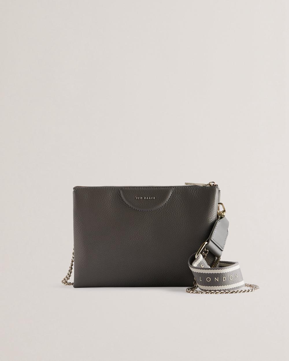 Ted Baker ESILLE - Branded Webbing Crossbody Leather Crossbodytassen Dames Grijs | Belgium  984302-PAV