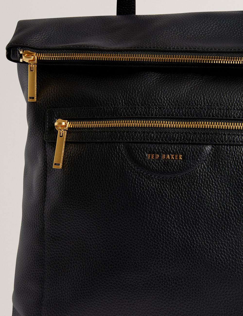 Ted Baker ESSAYA - Leather Webbing Strap Fold Over Rugzakken Dames Zwart | Belgium  706413-CPI