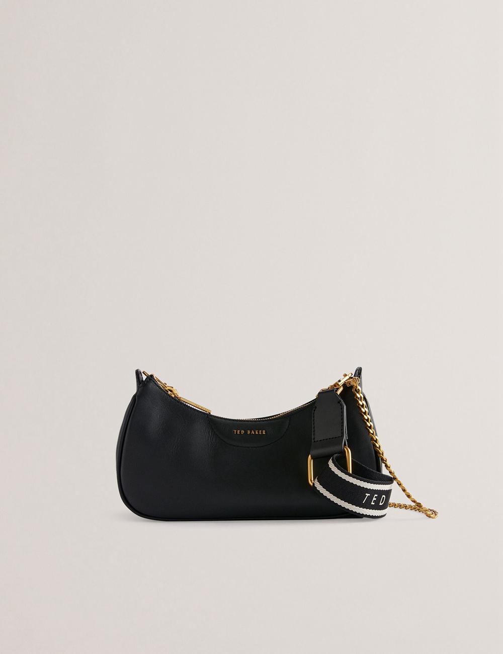 Ted Baker ESSIY - Leatheruette With Webbing Strap Schoudertassen Dames Zwart | Belgium  957321-JMF