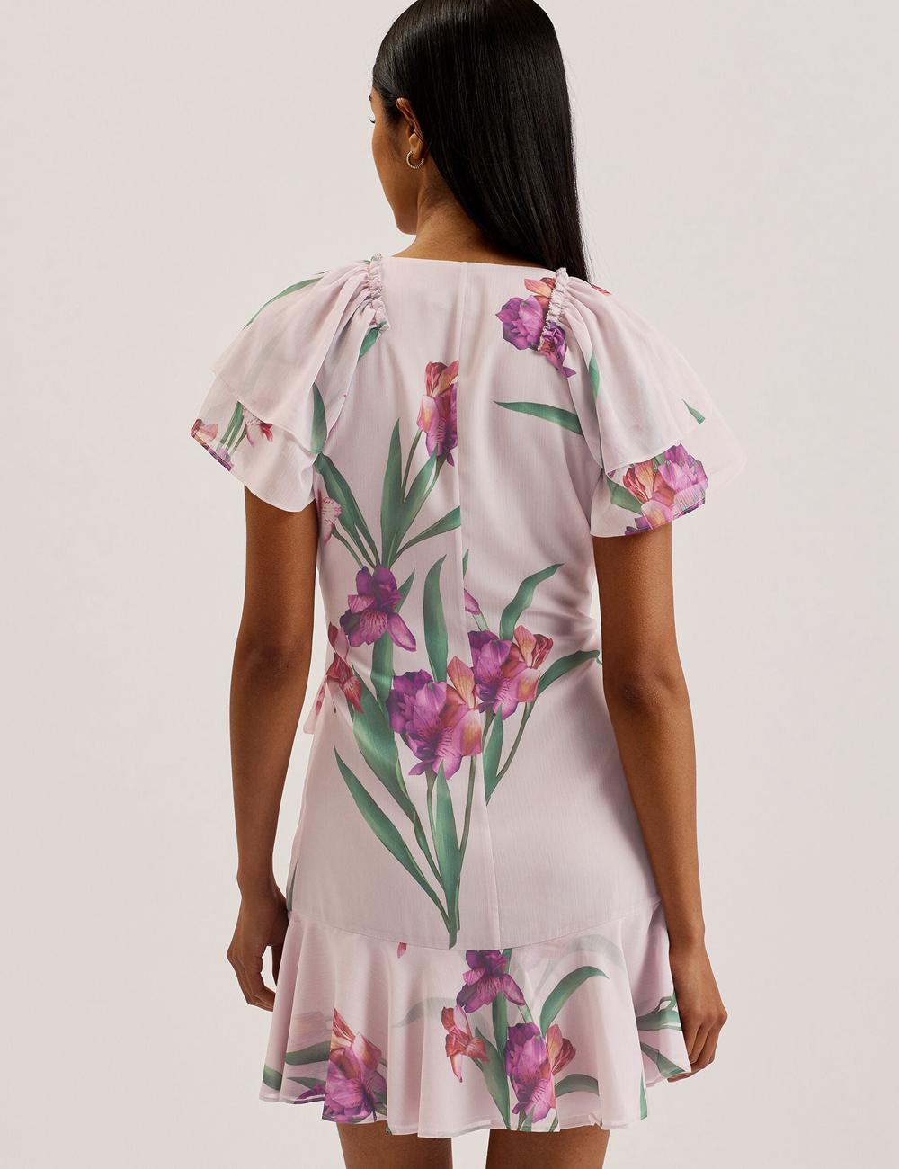 Ted Baker FASNIA - Floral Angel Sleeve Wrap Mini-jurk Dames Roze | Belgium  875103-NZF