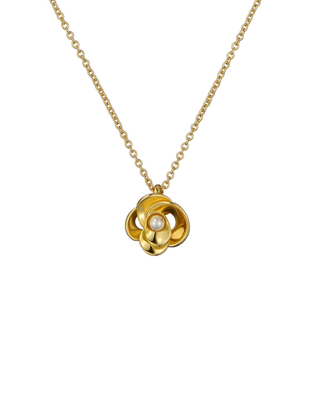 Ted Baker FLORA - Pearl Detail Flower Pendant Kettingen Dames Goud | Belgium  345786-QMA