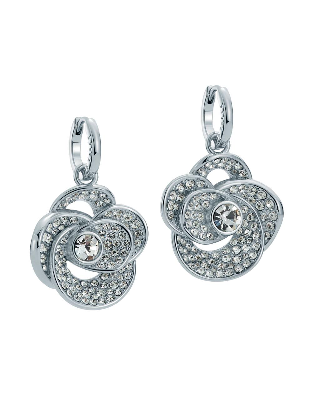 Ted Baker FLORENCE - Crystal Flower Pendant Huggie Oorbellen Dames Zilver | Belgium  719268-BEN