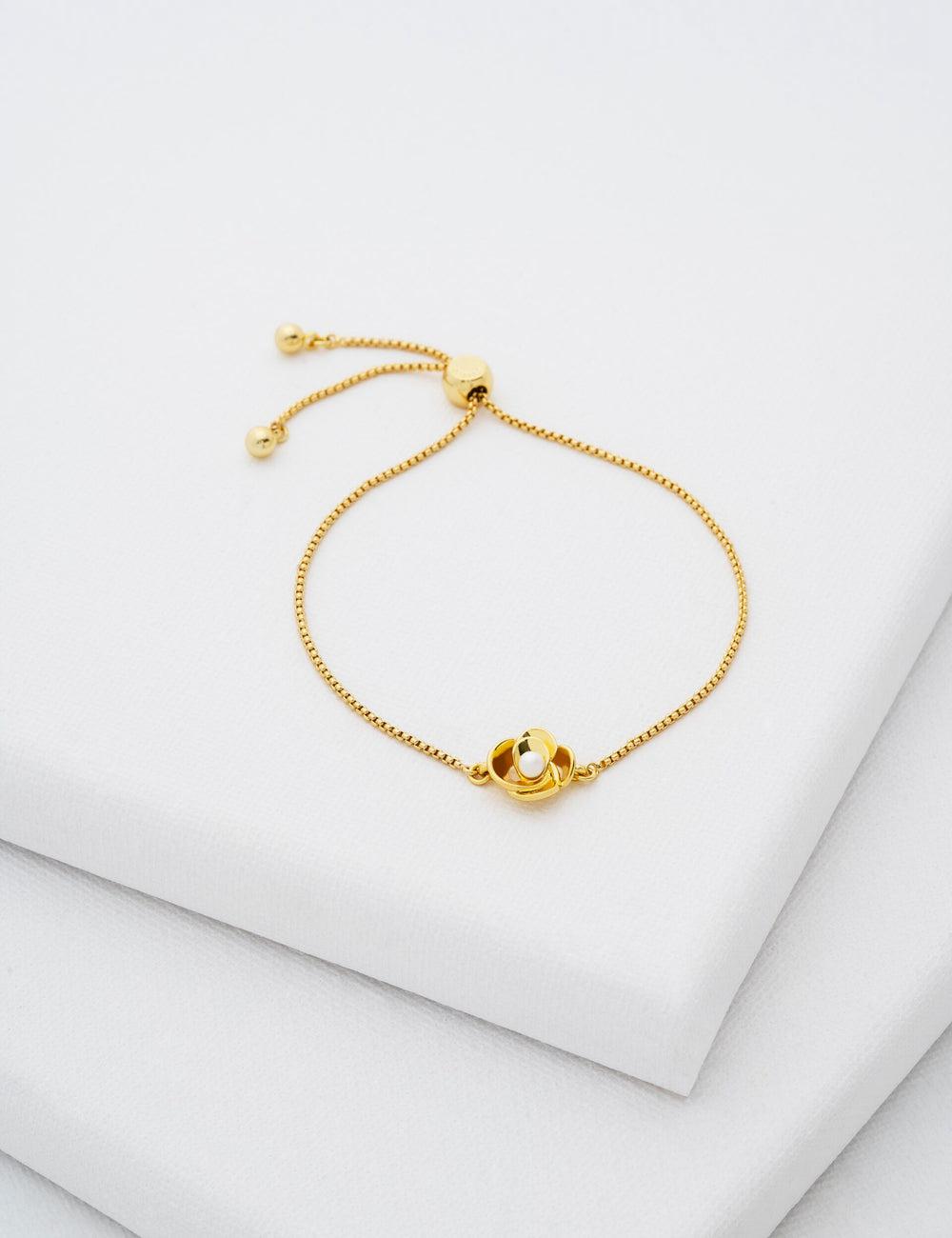 Ted Baker FLORIE - Pearl Flower Adjustable Chain Armbanden Dames Goud | Belgium  490532-EXZ