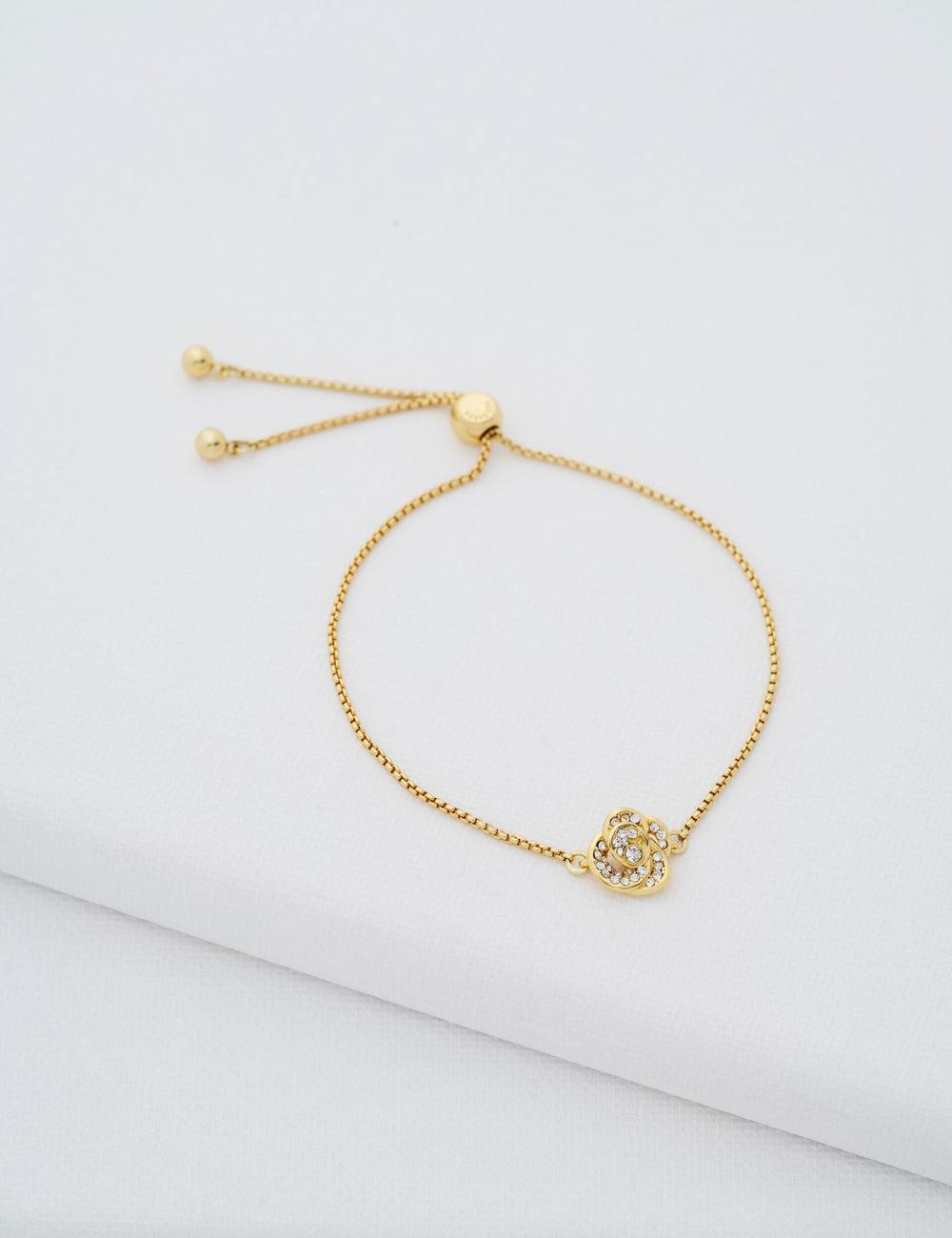 Ted Baker FLORINA - Crystal Flower Adjustable Armbanden Dames Goud | Belgium  650128-YMV