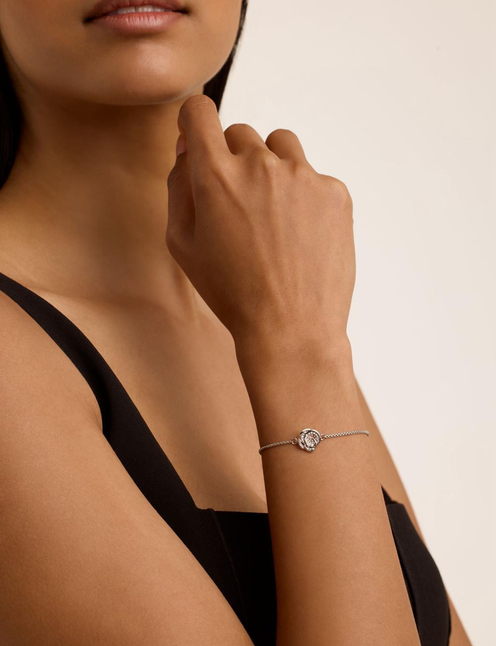 Ted Baker FLORINA - Crystal Flower Adjustable Slider Armbanden Dames Zilver | Belgium  597482-AIO
