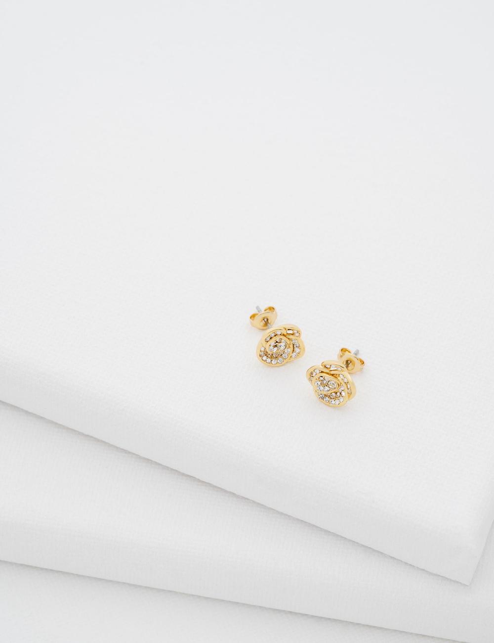 Ted Baker FLORINE - Crystal Flower Stud Oorbellen Dames Goud | Belgium  159684-TSW