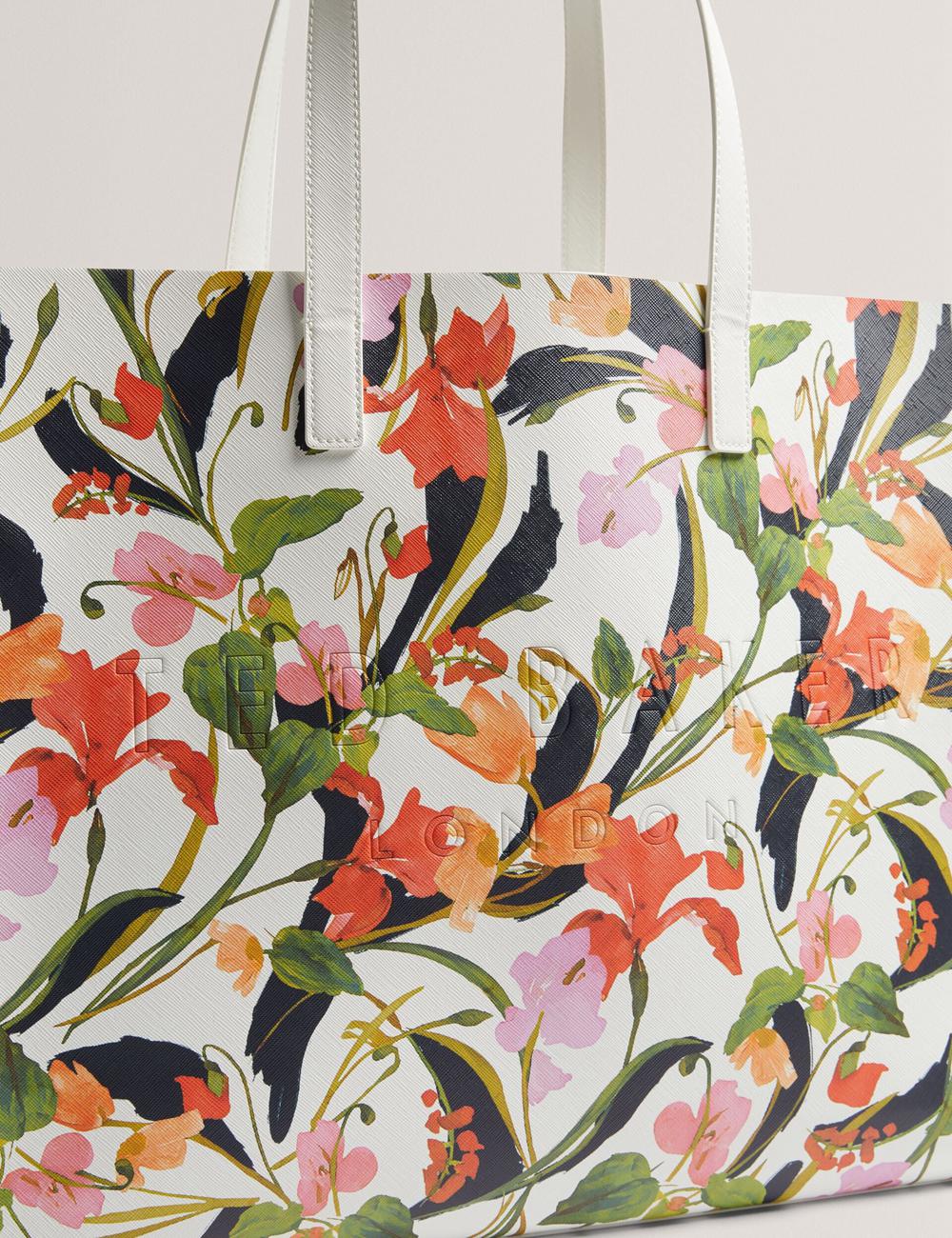 Ted Baker FLORISH - Floral Print PU Leather Wide Tote Tassen Dames Room | Belgium  865314-DNB