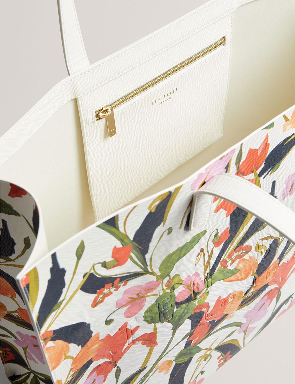 Ted Baker FLORISH - Floral Print PU Leather Wide Tote Tassen Dames Room | Belgium  865314-DNB