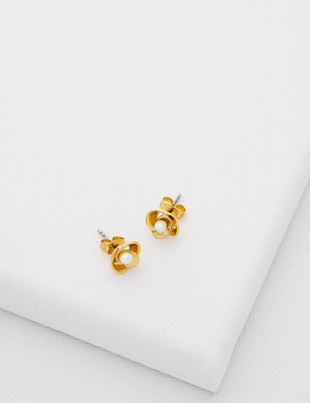 Ted Baker FLO - Pearl Flower Stud Oorbellen Dames Goud | Belgium  687594-QYT