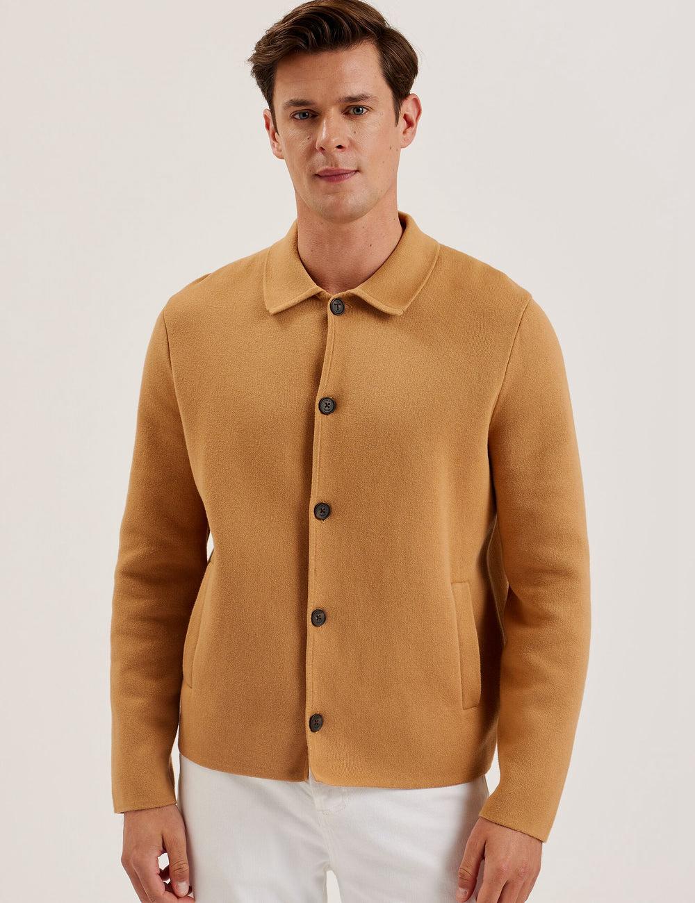 Ted Baker FREDER - Knitted Cotton Blend Overhemd Heren Bruin | Belgium  395782-GAO