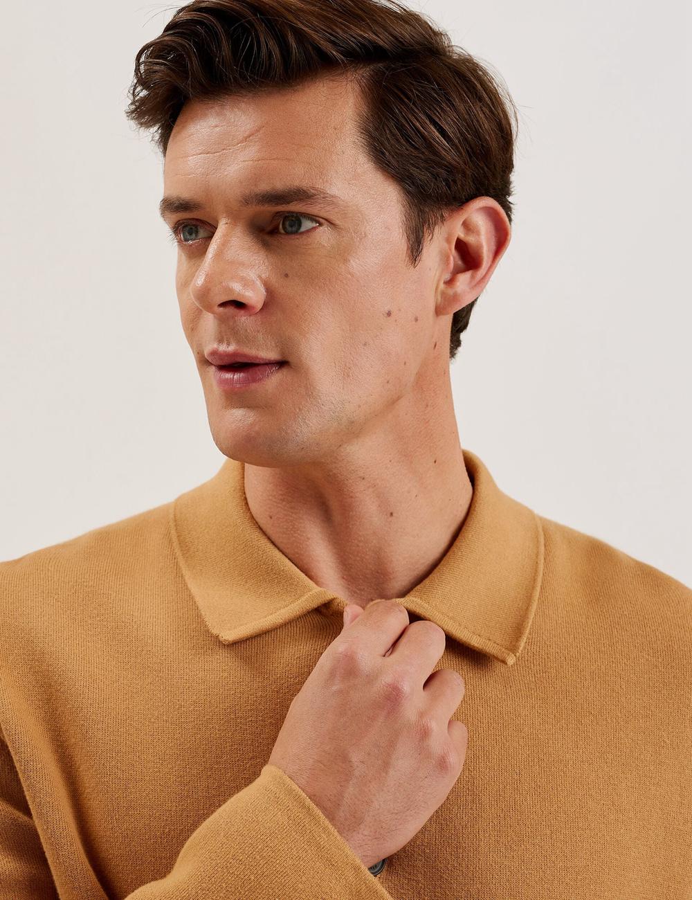 Ted Baker FREDER - Knitted Cotton Blend Overhemd Heren Bruin | Belgium  395782-GAO