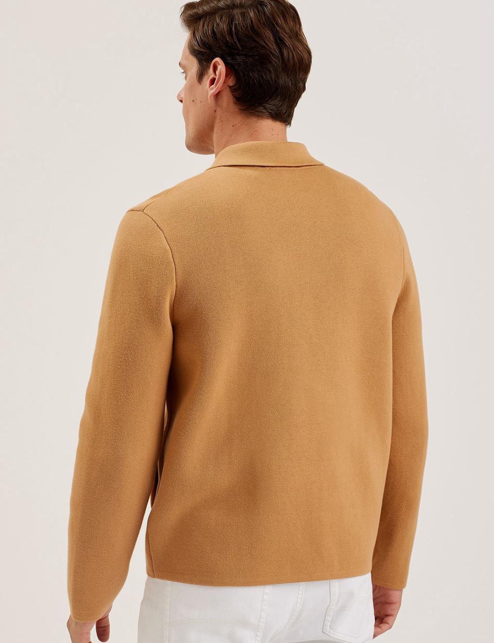 Ted Baker FREDER - Knitted Cotton Blend Overhemd Heren Bruin | Belgium  395782-GAO