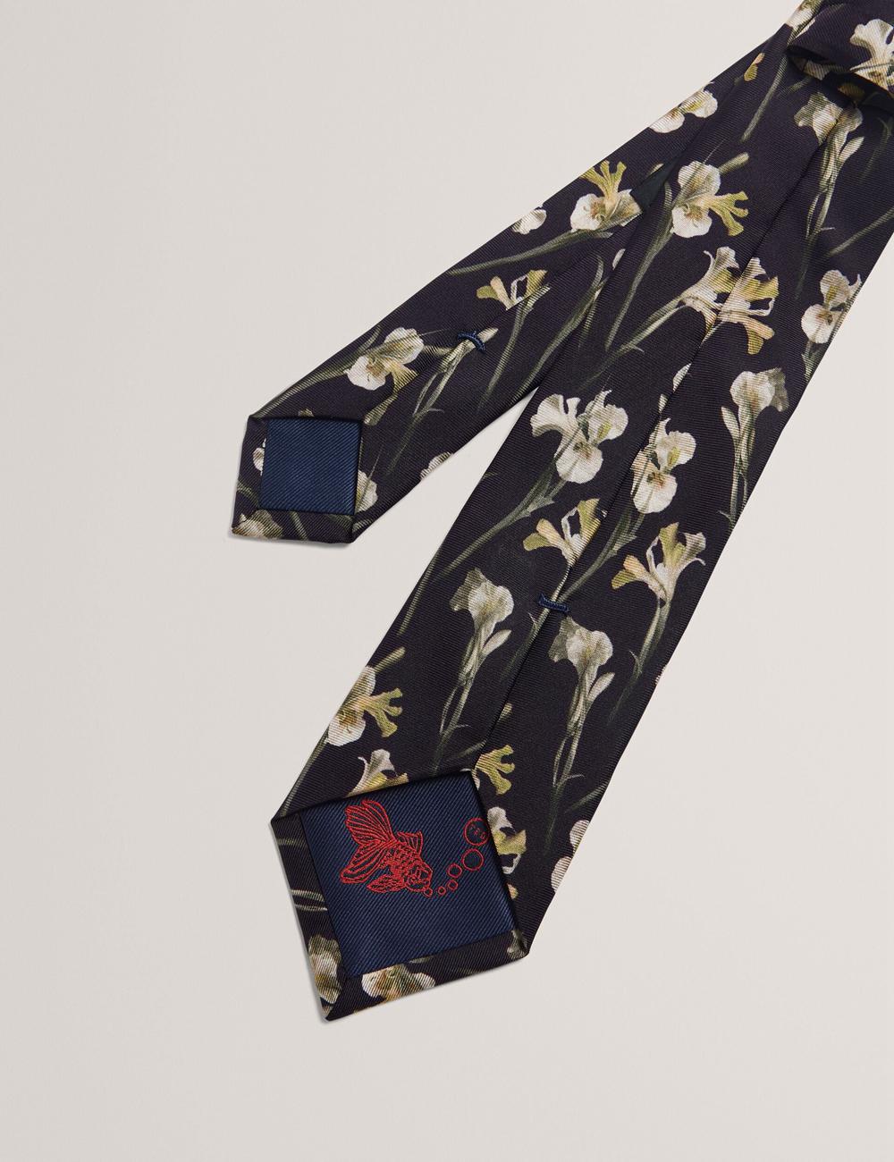 Ted Baker FRINTON - Orchid Floral Print Silk Stropdassen Heren Zwart | Belgium  263479-NEQ
