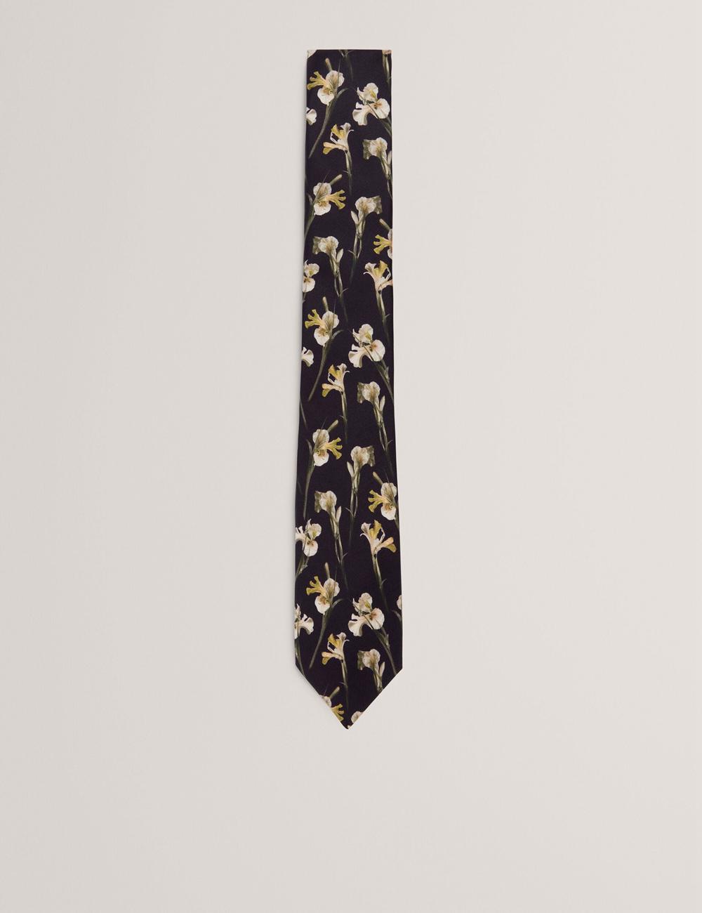 Ted Baker FRINTON - Orchid Floral Print Silk Stropdassen Heren Zwart | Belgium  263479-NEQ