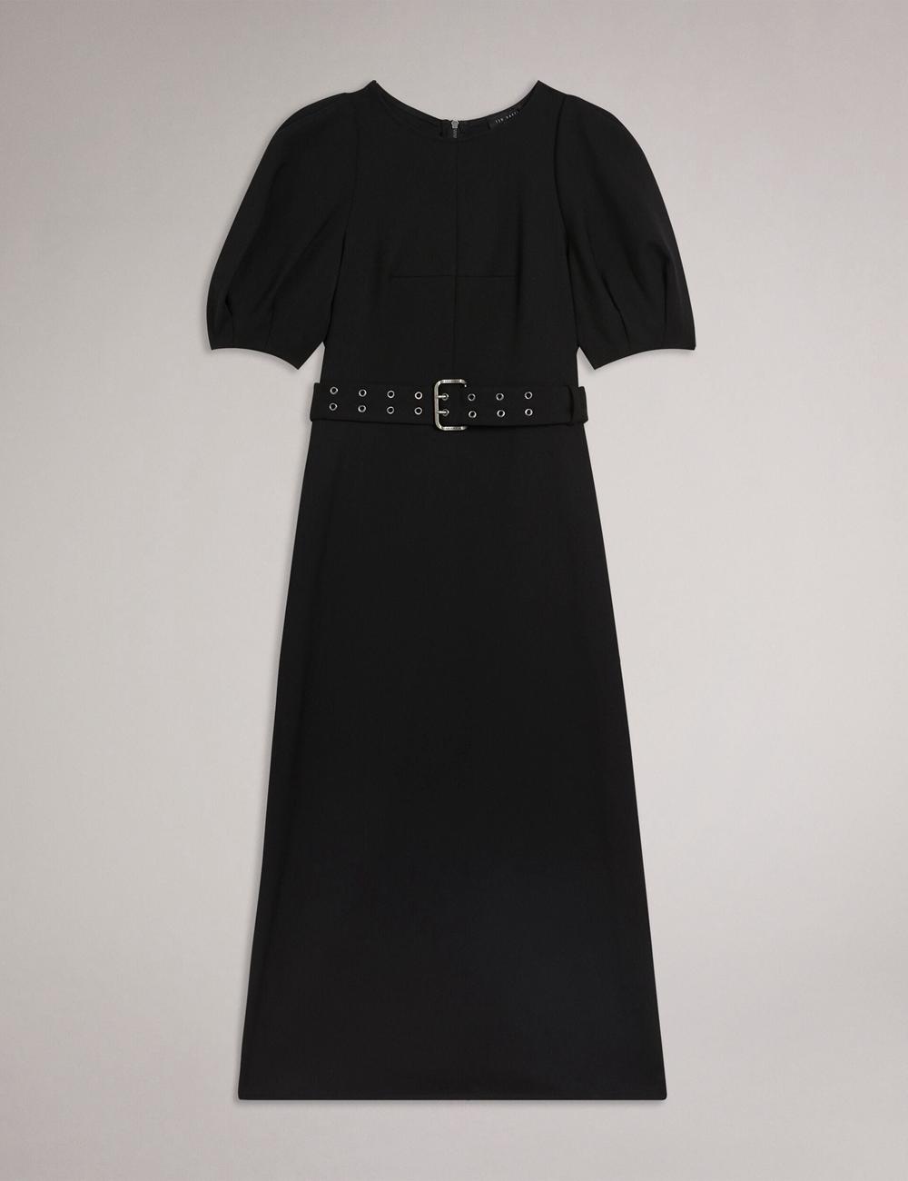 Ted Baker GABYELA - Structured Puff Sleeve With Belt Midi-jurk Dames Zwart | Belgium  850394-REN