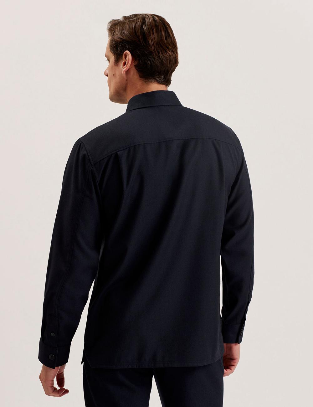 Ted Baker GAIUS - Wool Blend With Pocket Detail Overhemd Heren Donkerblauw | Belgium  925830-WFO