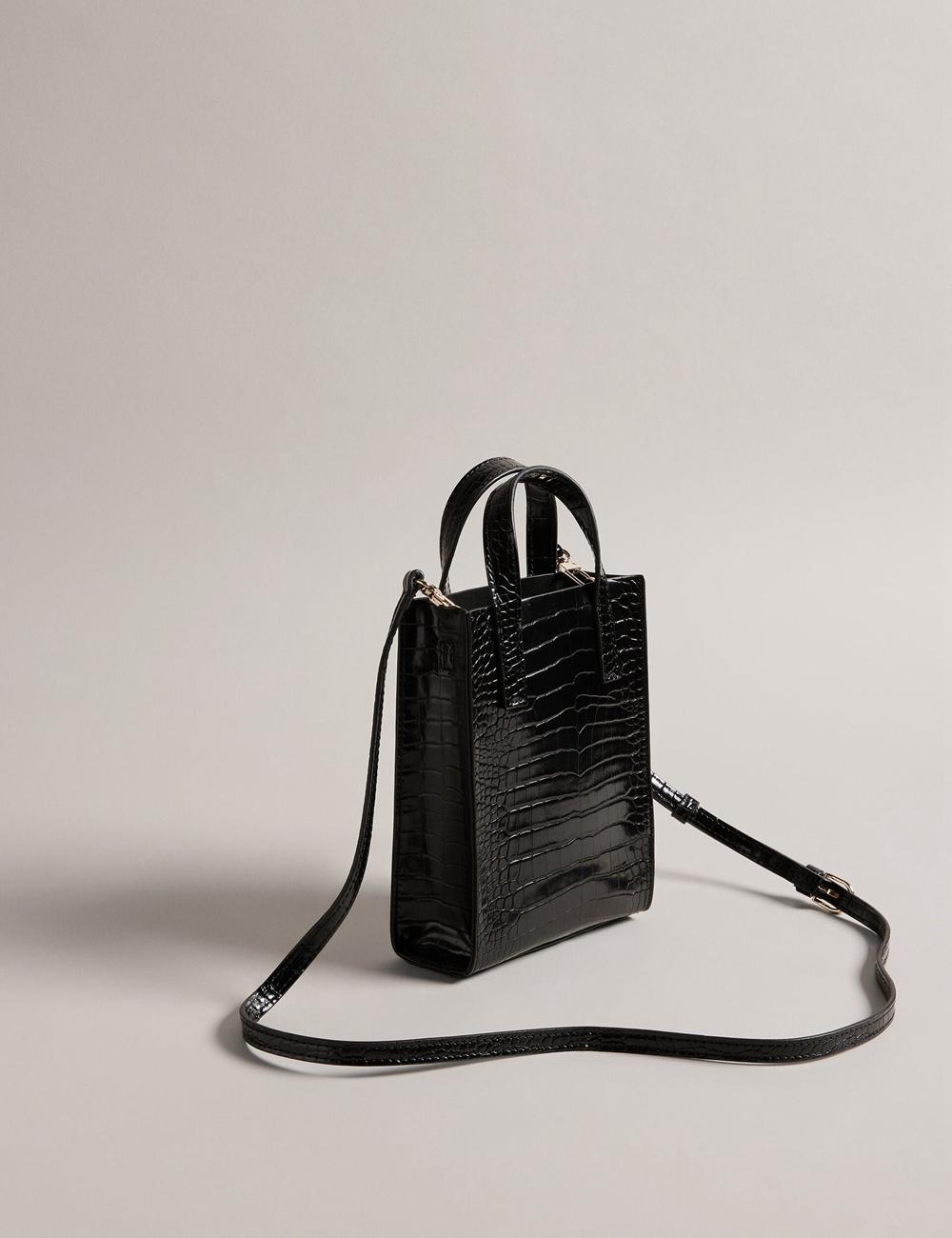 Ted Baker GATOCON - Mini Croc Effect Icon Tote Tassen Dames Zwart | Belgium  806439-FUG