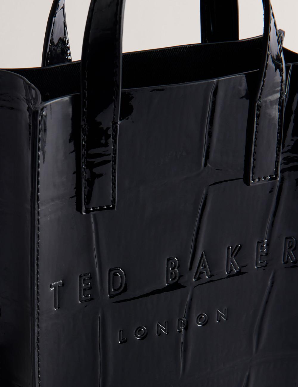 Ted Baker GATOCON - Mini Croc Effect Patent Tote Tassen Dames Zwart | Belgium  530269-BFG