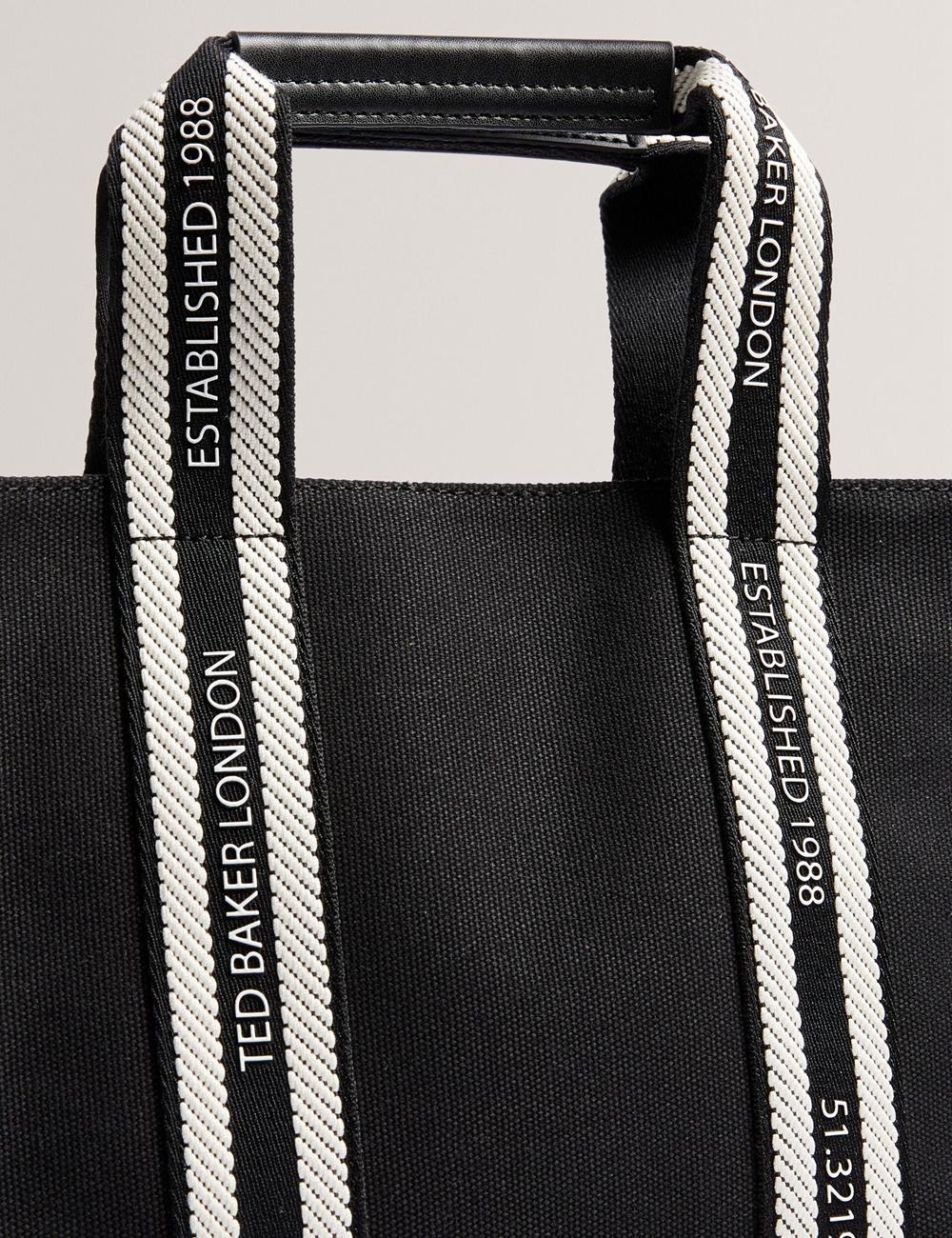 Ted Baker GEORJEA - Branded Webbing Canvas Small Tote Tassen Dames Zwart | Belgium  962034-EZX