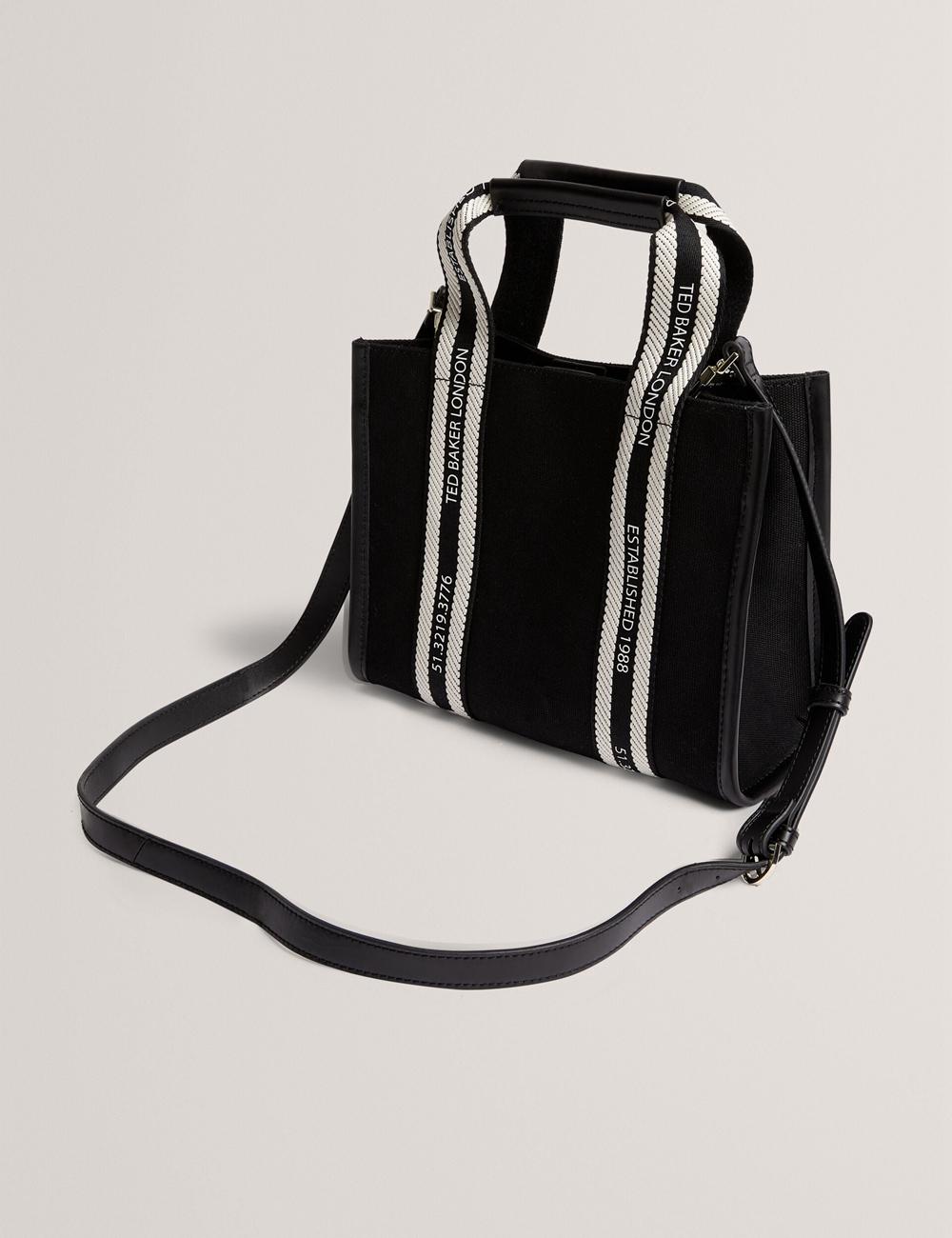 Ted Baker GEORJEA - Branded Webbing Canvas Small Tote Tassen Dames Zwart | Belgium  962034-EZX