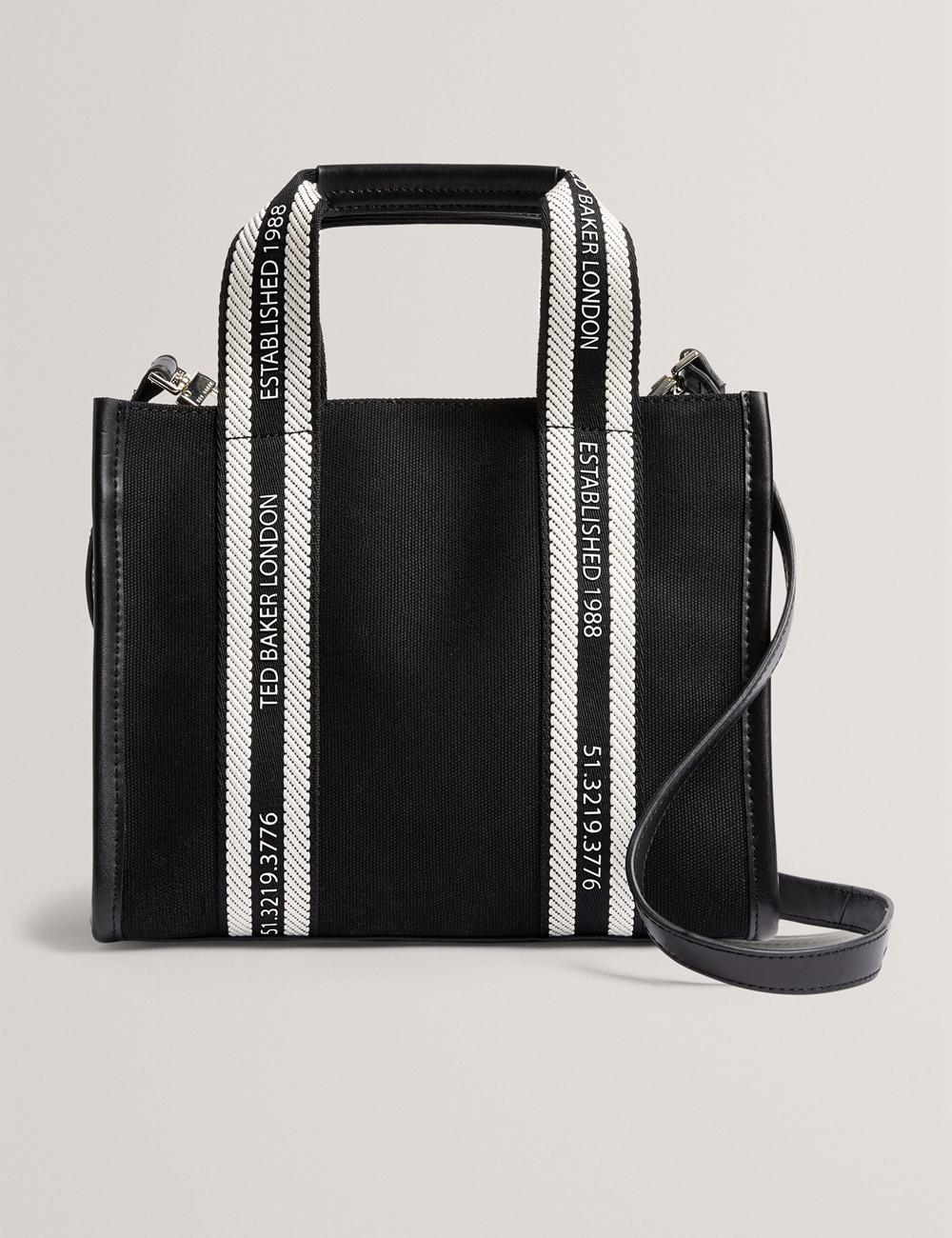 Ted Baker GEORJEA - Branded Webbing Canvas Small Tote Tassen Dames Zwart | Belgium  962034-EZX