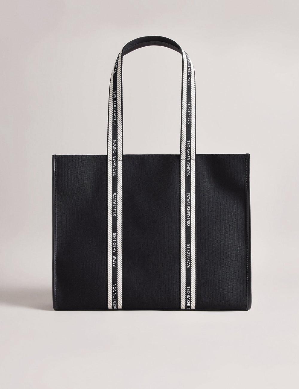 Ted Baker GEORJEY - Branded Webbing Canvas Large Tote Tassen Dames Zwart | Belgium  418250-ZPI