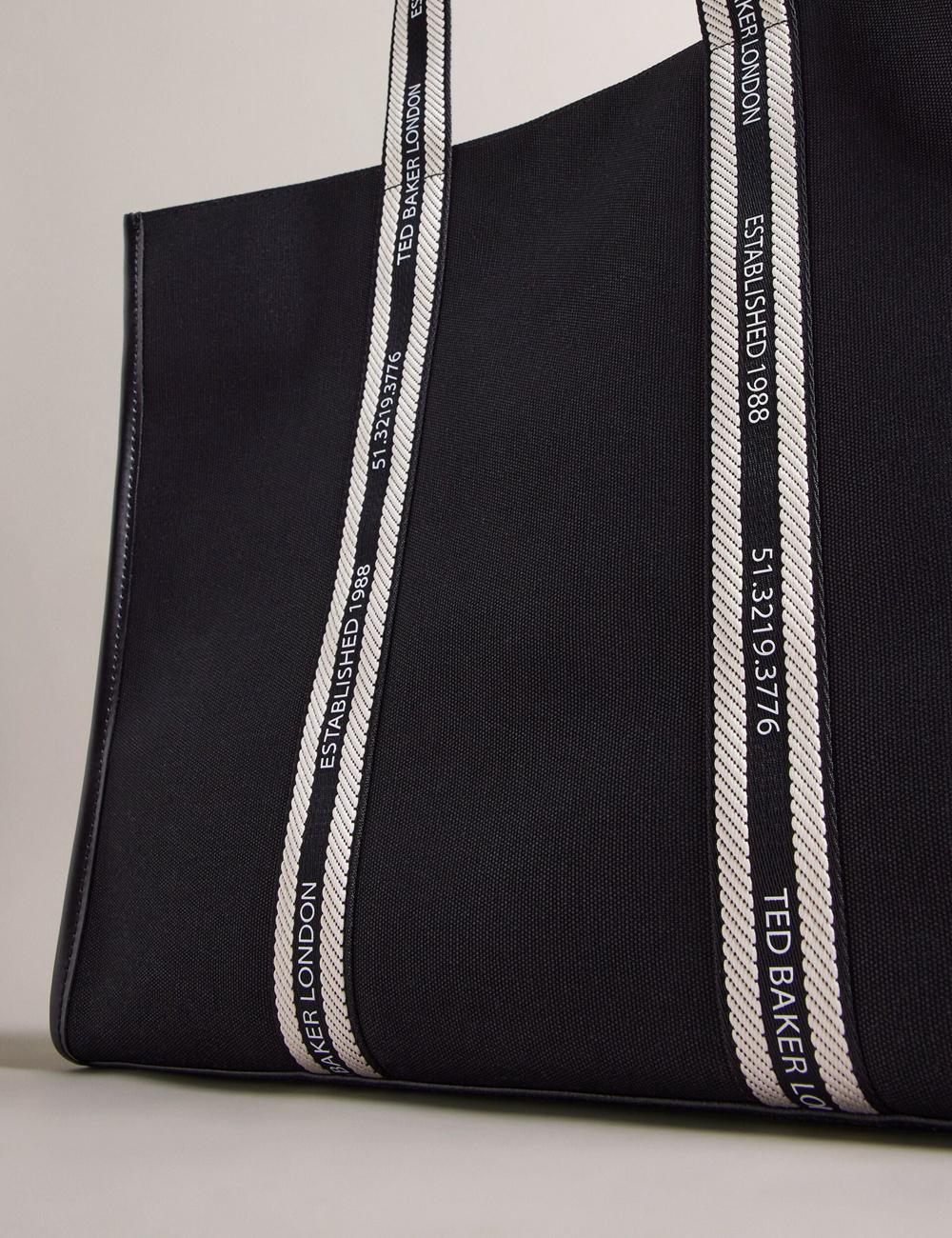 Ted Baker GEORJEY - Branded Webbing Canvas Large Tote Tassen Dames Zwart | Belgium  418250-ZPI