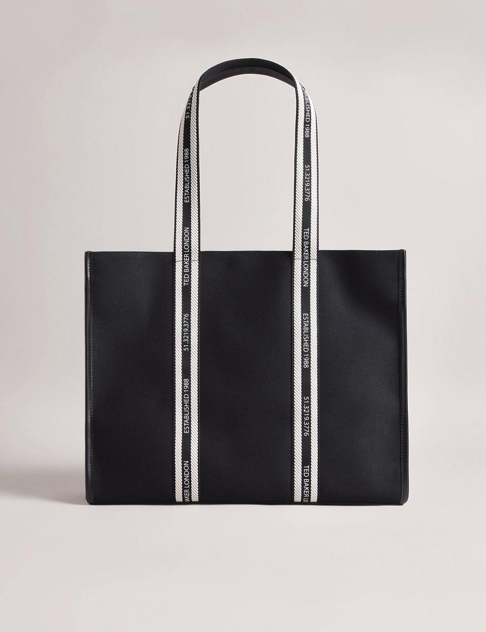 Ted Baker GEORJEY - Branded Webbing Canvas Large Tote Tassen Dames Zwart | Belgium  418250-ZPI