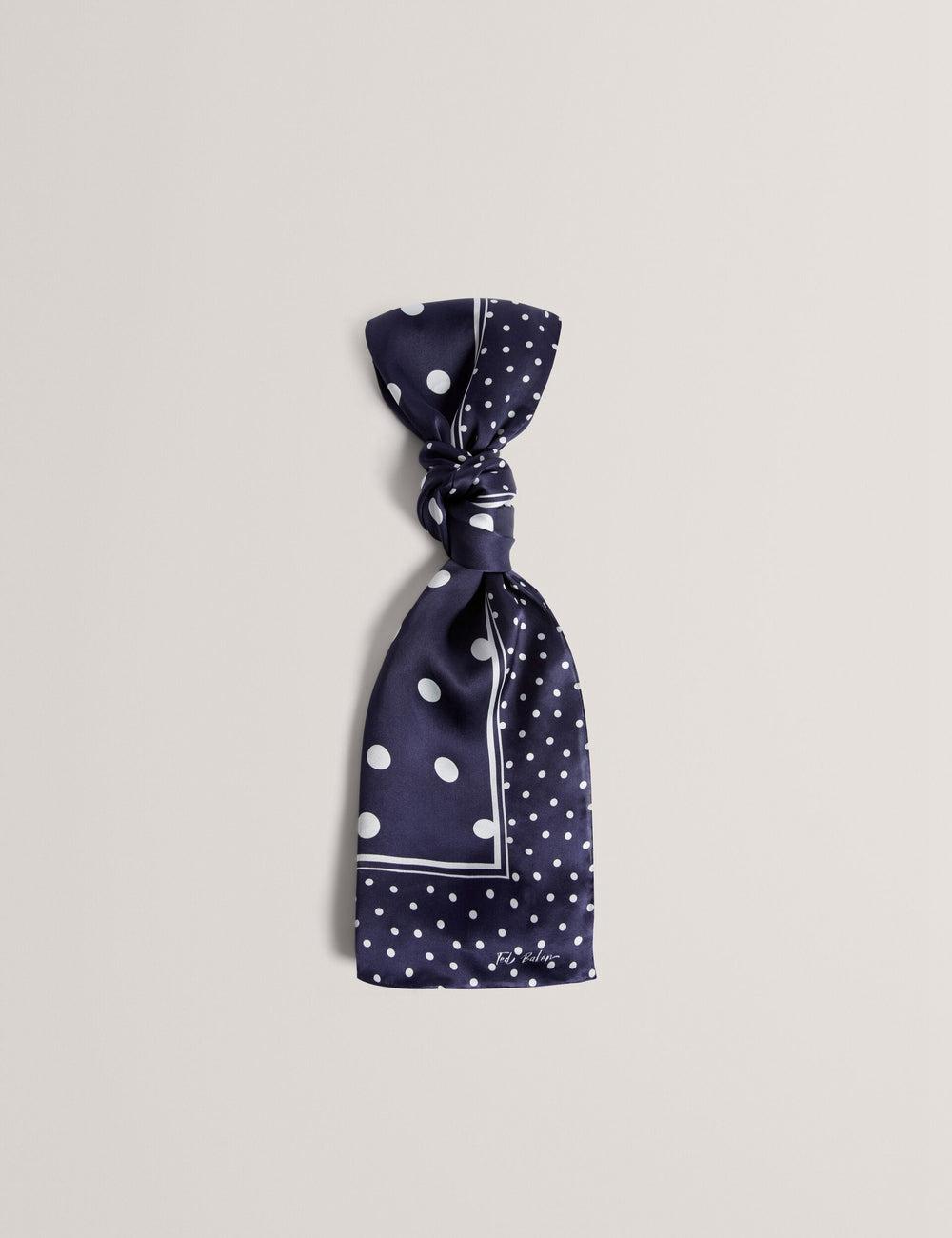 Ted Baker GILLS - Polka Dot Print Long Satin Silk Sjaals Dames Donkerblauw | Belgium  241836-DRG