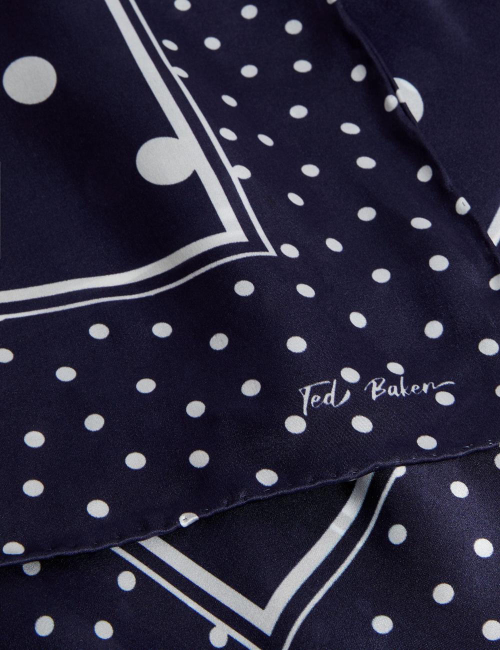 Ted Baker GILLS - Polka Dot Print Long Satin Silk Sjaals Dames Donkerblauw | Belgium  241836-DRG