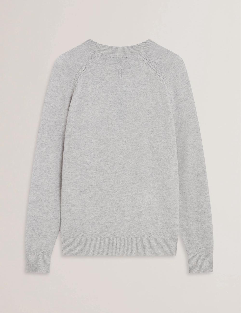 Ted Baker GLANT - Cashmere Cable Detail Crew Neck Jumpers Heren Grijs | Belgium  490273-HDR