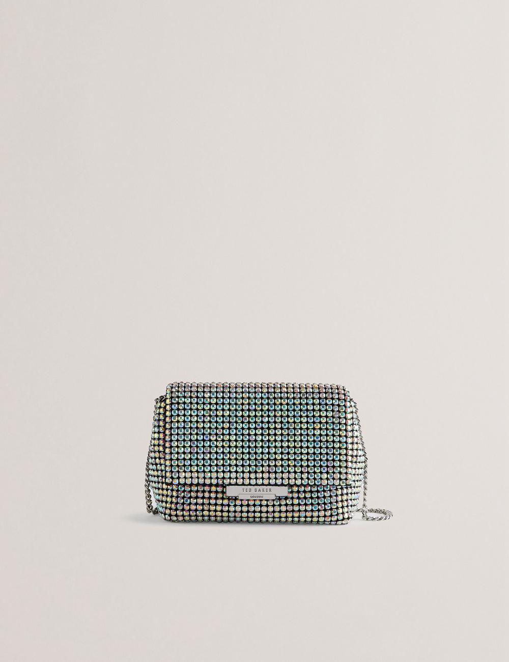 Ted Baker GLITERS - Crystal Embellished Mini Crossbodytassen Dames Zilver | Belgium  682971-QLF