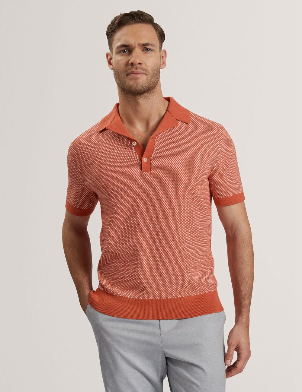 Ted Baker GREGRY - Short Sleeve Small Stitch Knitted Poloshirt Heren Rood | Belgium  824103-JAD