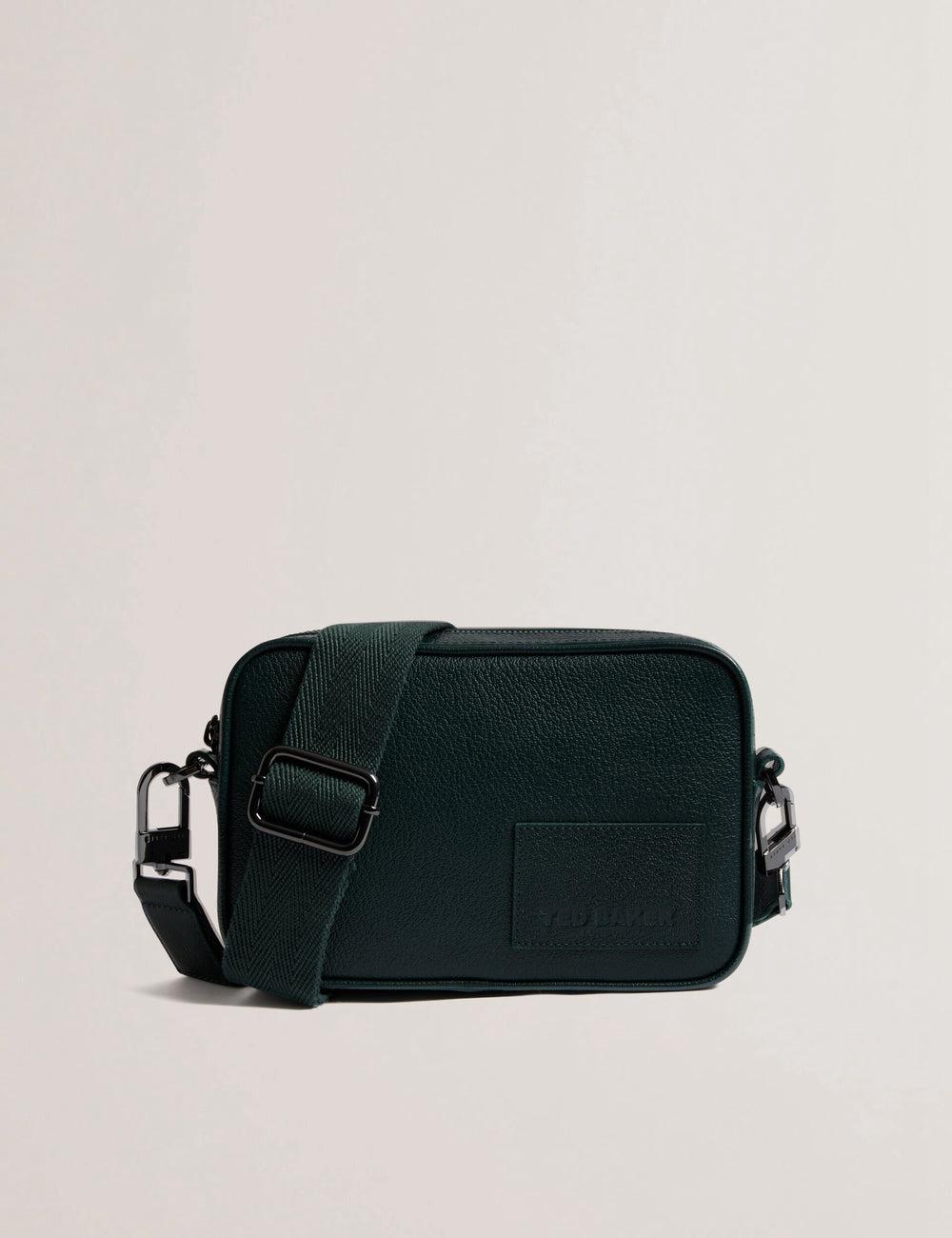 Ted Baker GRIFIN - Grained Leather Crossbody Pouch Crossbodytassen Heren Groen | Belgium  432918-AIJ