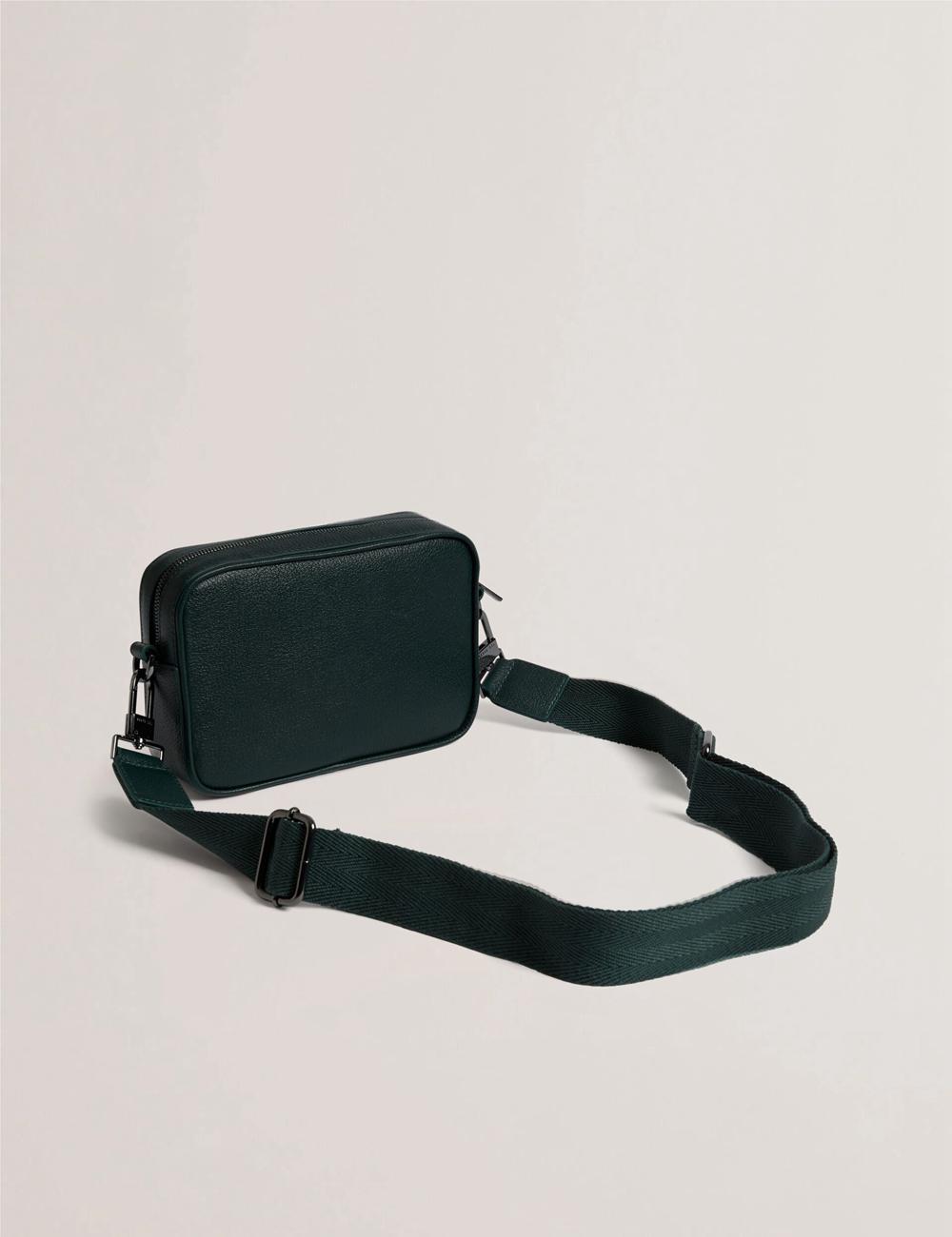 Ted Baker GRIFIN - Grained Leather Crossbody Pouch Crossbodytassen Heren Groen | Belgium  432918-AIJ