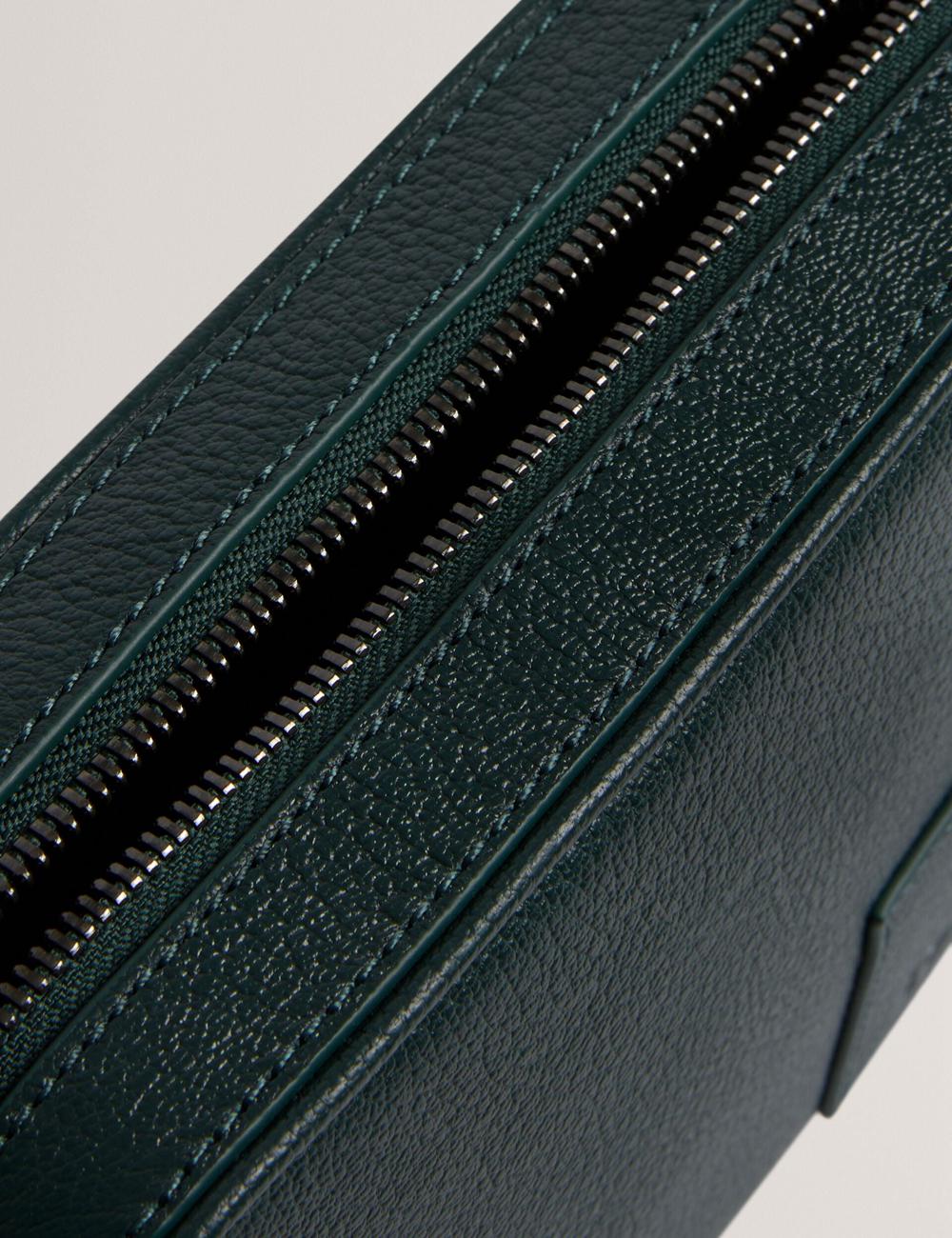 Ted Baker GRIFIN - Grained Leather Crossbody Pouch Crossbodytassen Heren Groen | Belgium  432918-AIJ