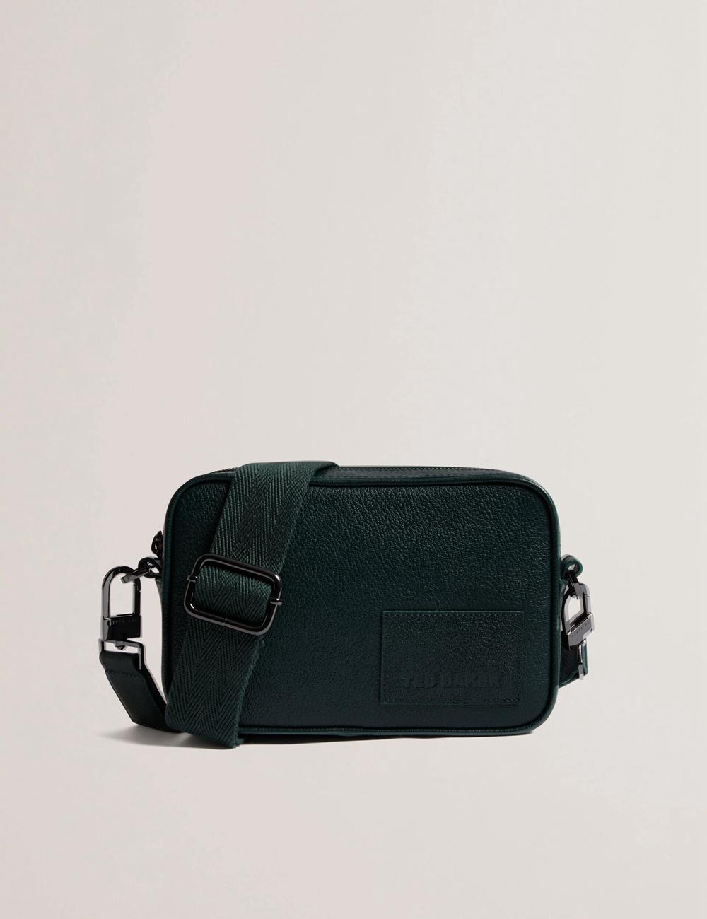 Ted Baker GRIFIN - Grained Leather Crossbody Pouch Crossbodytassen Heren Groen | Belgium  432918-AIJ