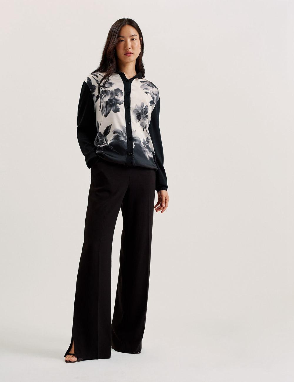 Ted Baker GWEENN - Monochrome Print Woven Front Cardigan Dames Zwart | Belgium  391048-HRO