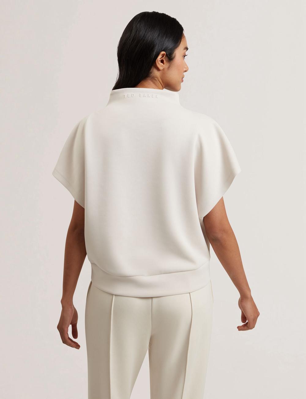 Ted Baker HALIYY - Funnel Neck Boxy Short Sleeve Sweatshirts Dames Ivory | Belgium  538620-DSK