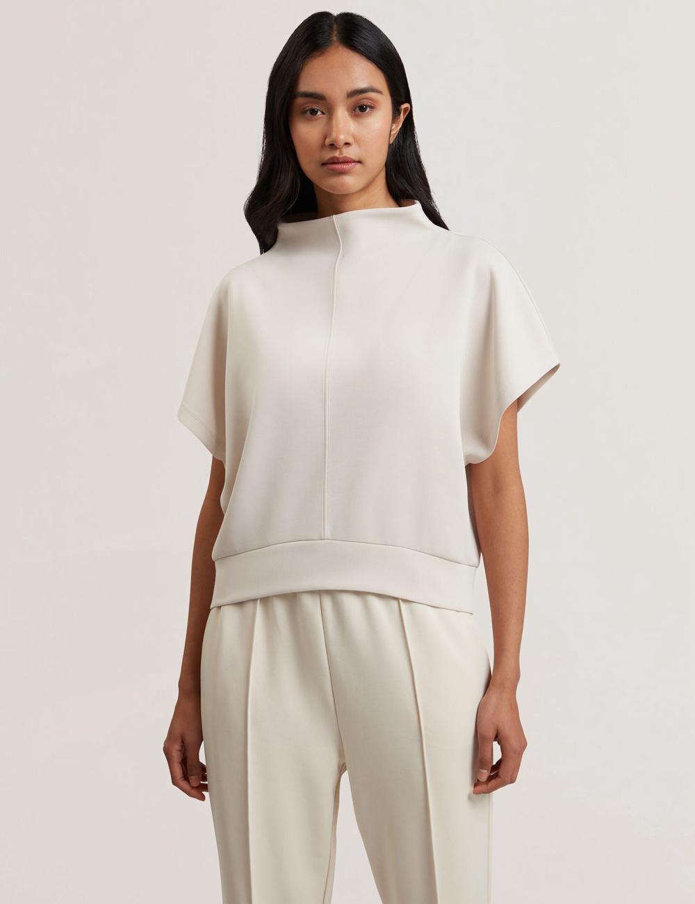 Ted Baker HALIYY - Funnel Neck Boxy Short Sleeve Sweatshirts Dames Ivory | Belgium  538620-DSK