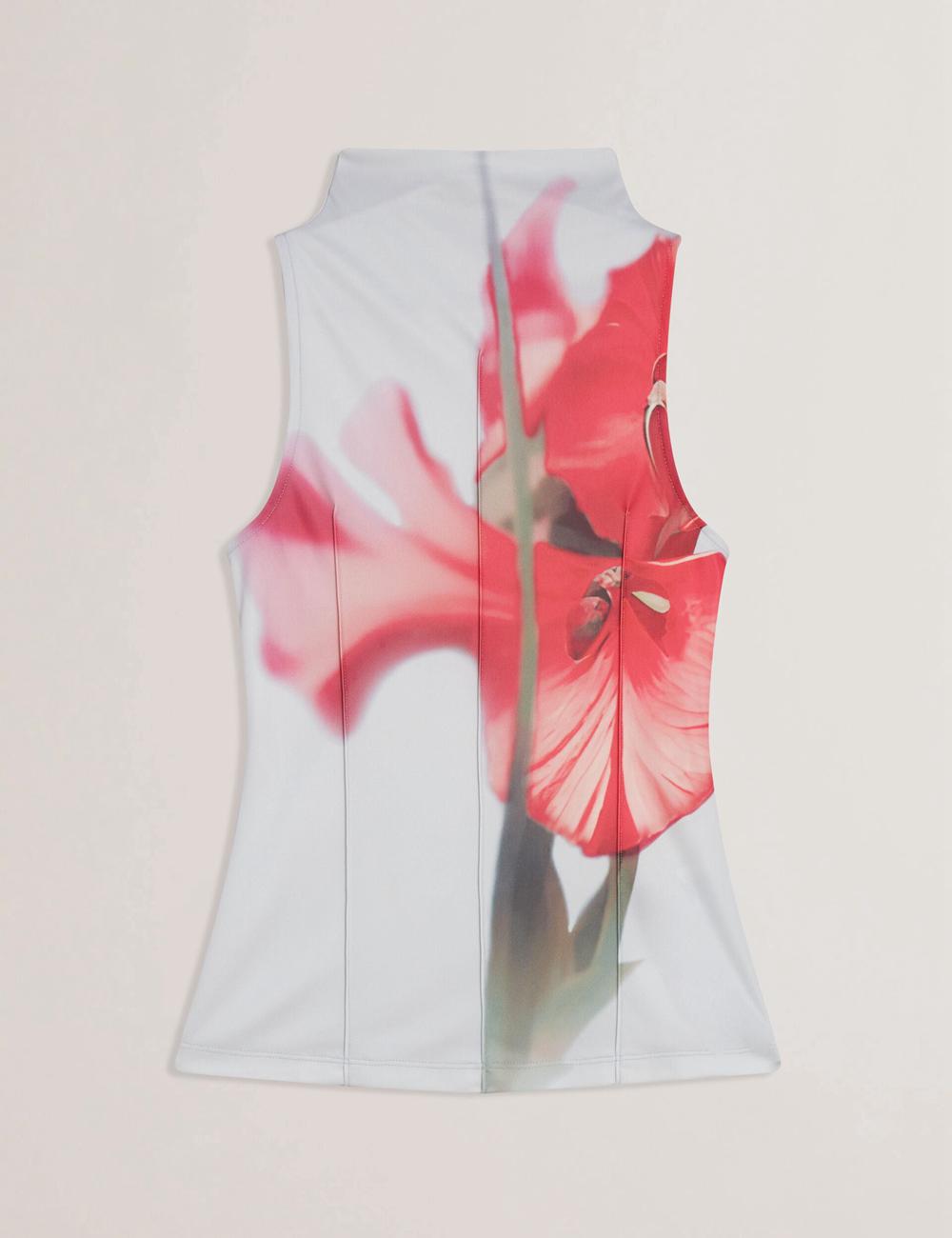 Ted Baker HARPLNN - Floral High Neck Jersey Topjes Dames Blauw | Belgium  398524-EVN