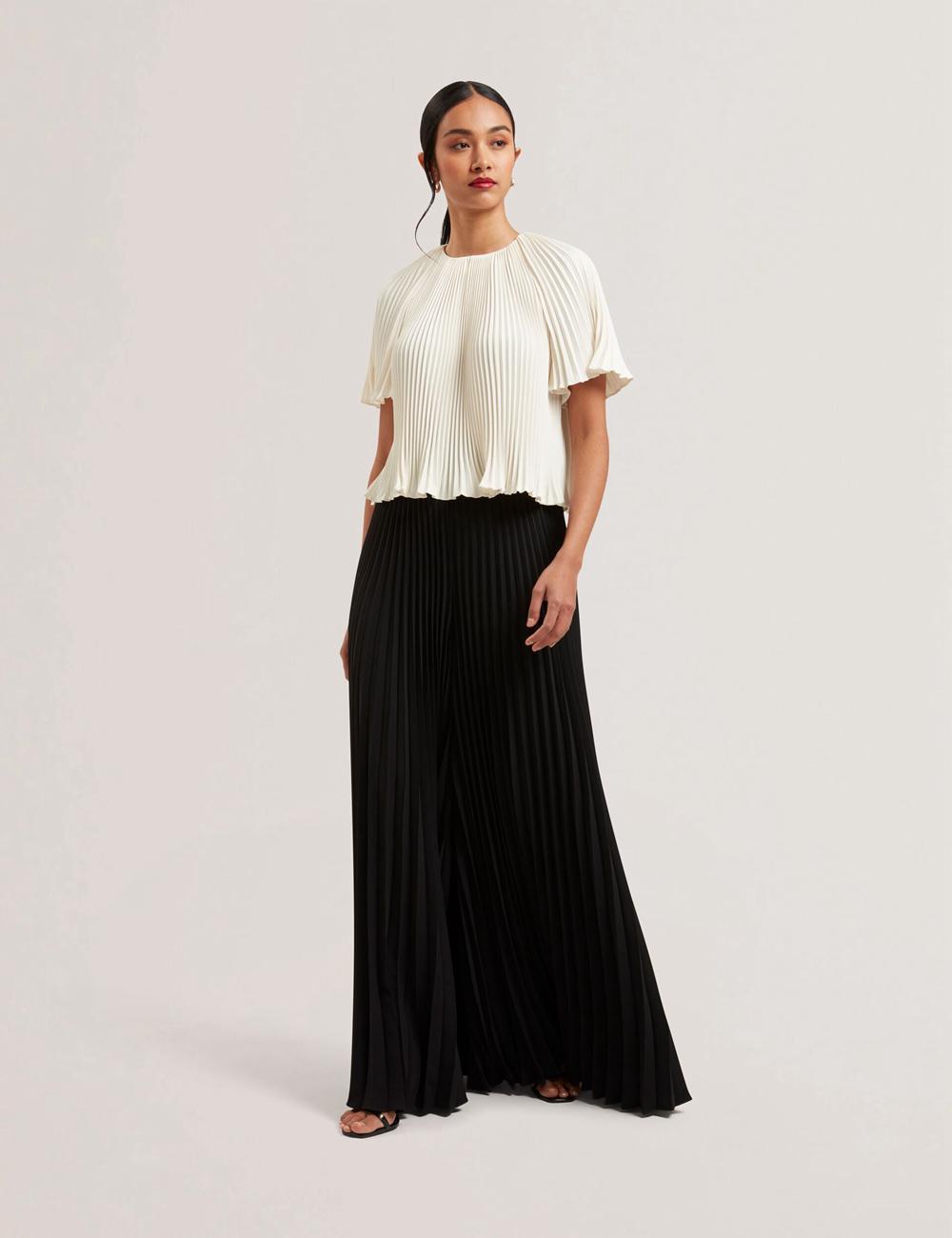 Ted Baker HARYX - Pleated Wide Leg Palazzo Broek Dames Zwart | Belgium  204139-MDO
