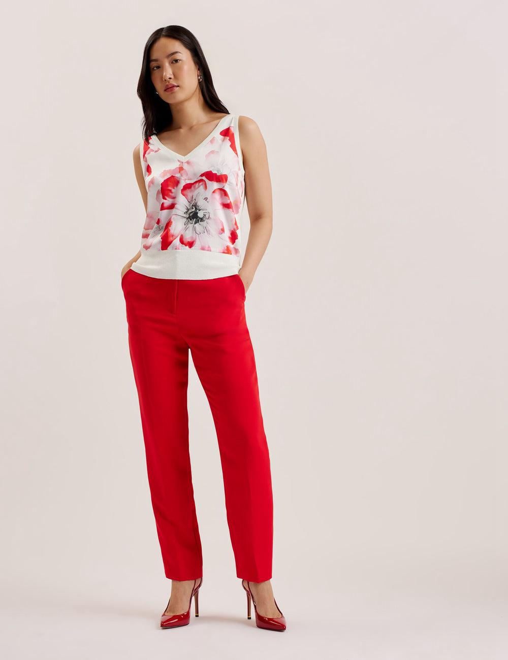 Ted Baker HEIDIII - Printed Panel V-Neck Knitted Vest Topjes Dames Ivory | Belgium  697081-CZO